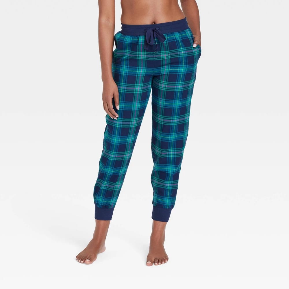 Women's Perfectly Cozy Flannel Jogger Pajama Pants - Stars Above Blue - La Tiendita de la Jose